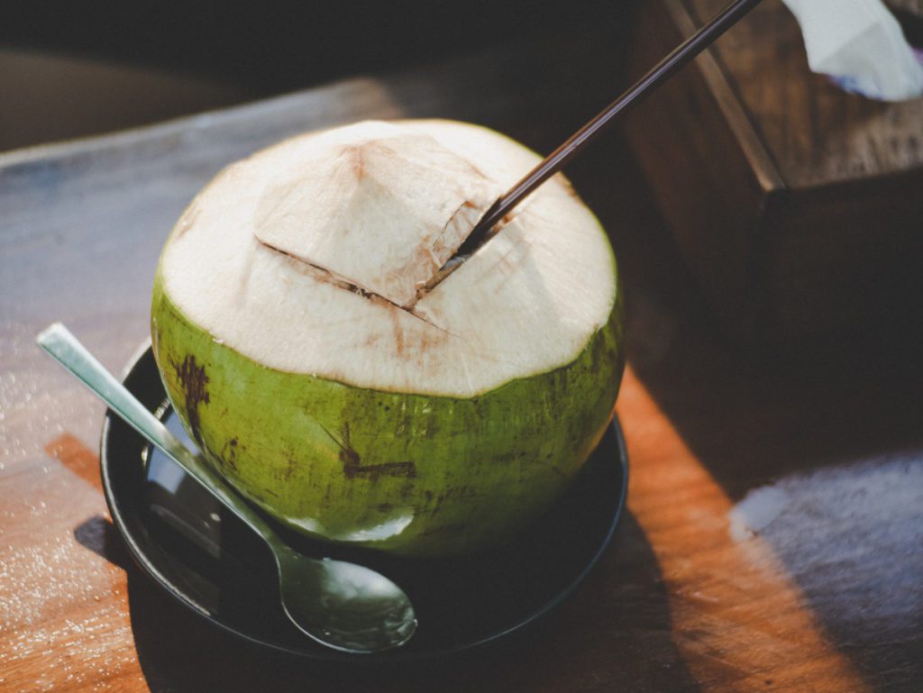 Coconut opened to drink Coconut Water