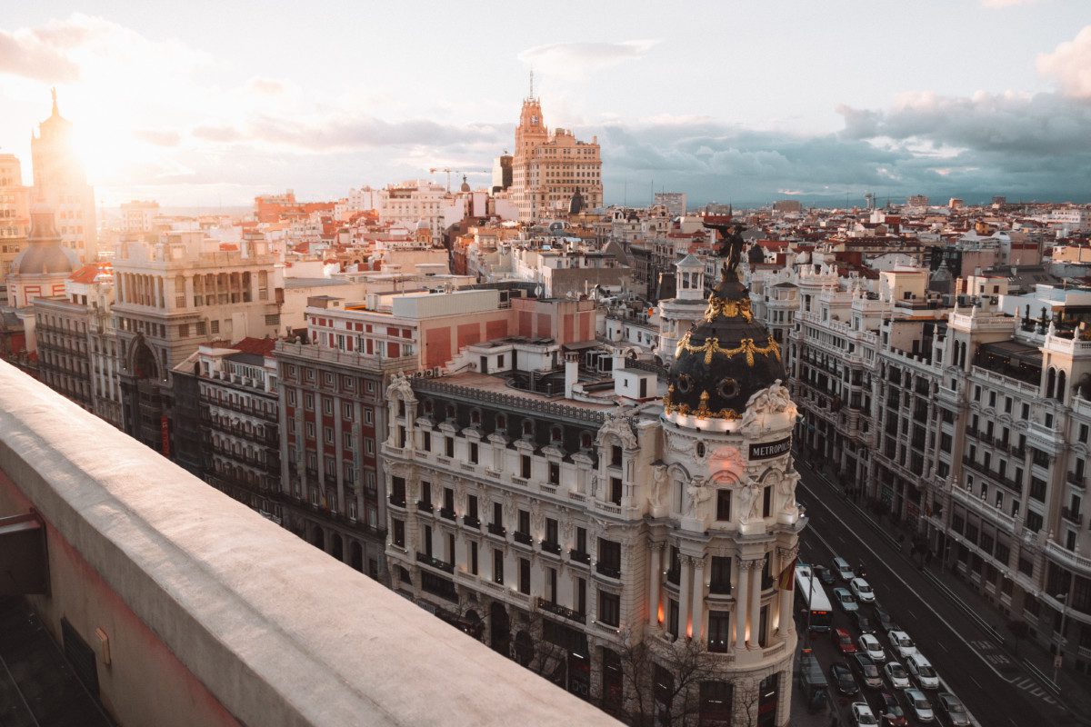 View of central Madrid at sunrise