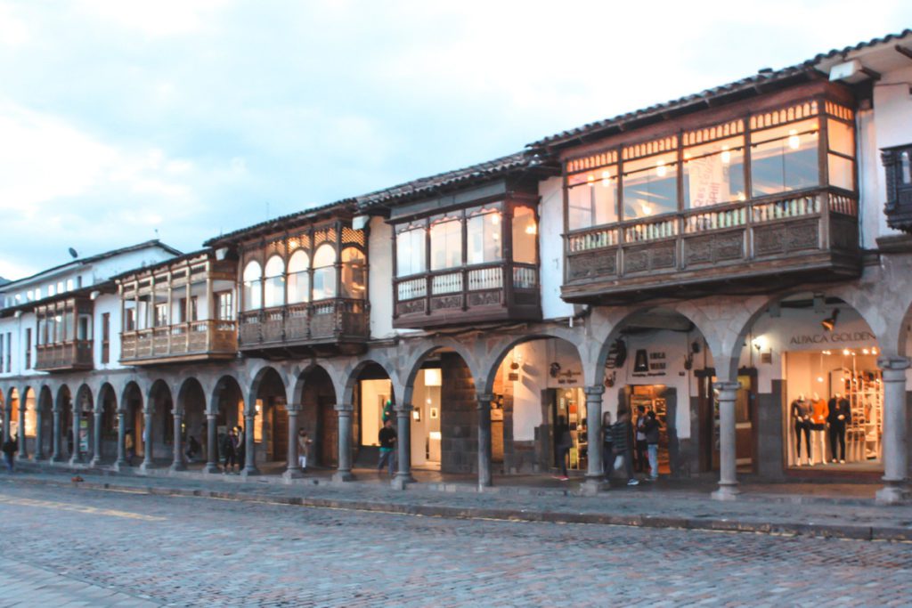 Colonial buildings Plaza de Armas, Cusco Peru