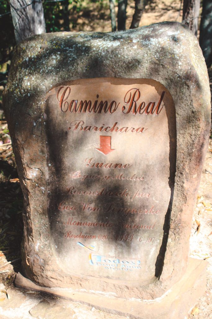 Sign for Camino Real Barichara