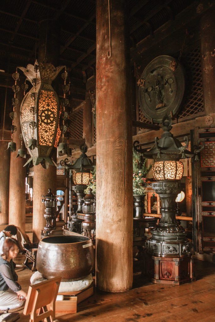 Inside a Japanese temple Kiyomizu-dera