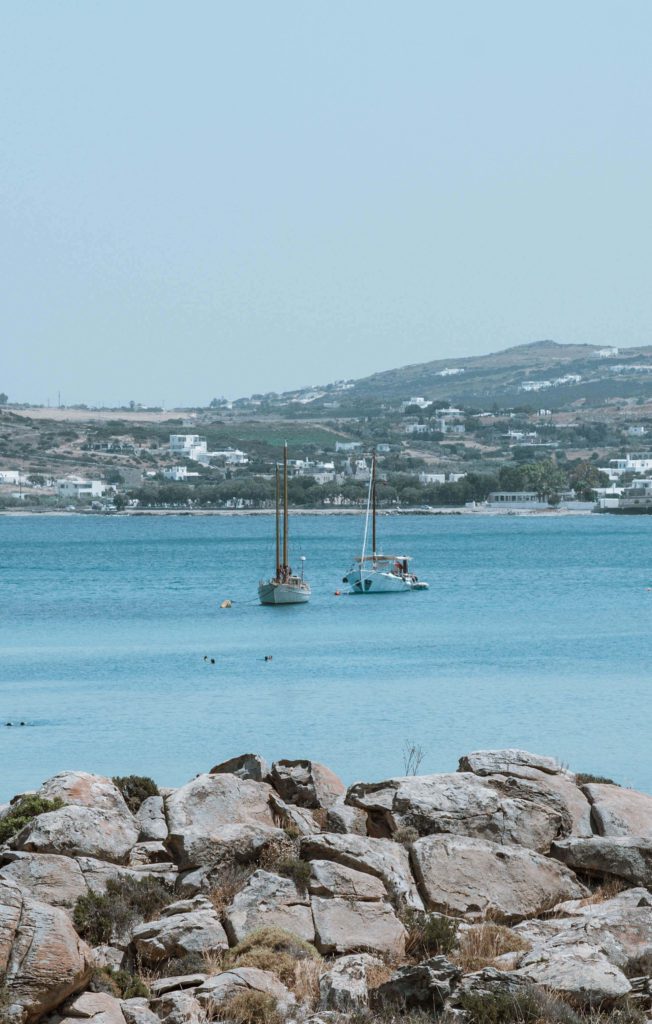 Boats around the island of Paros