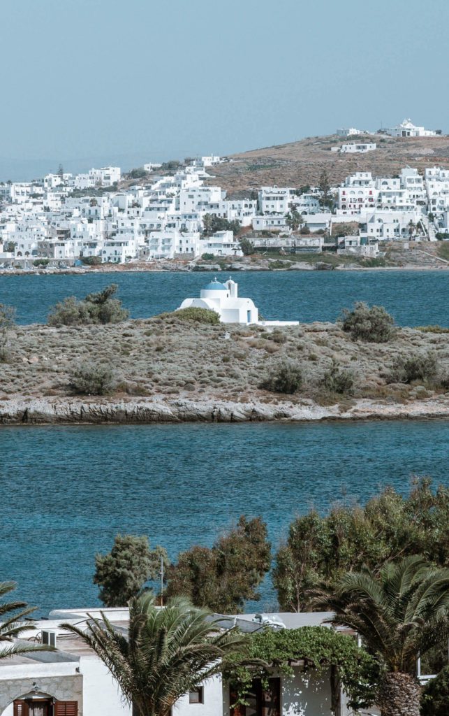 Blue domed church on an island in Greece