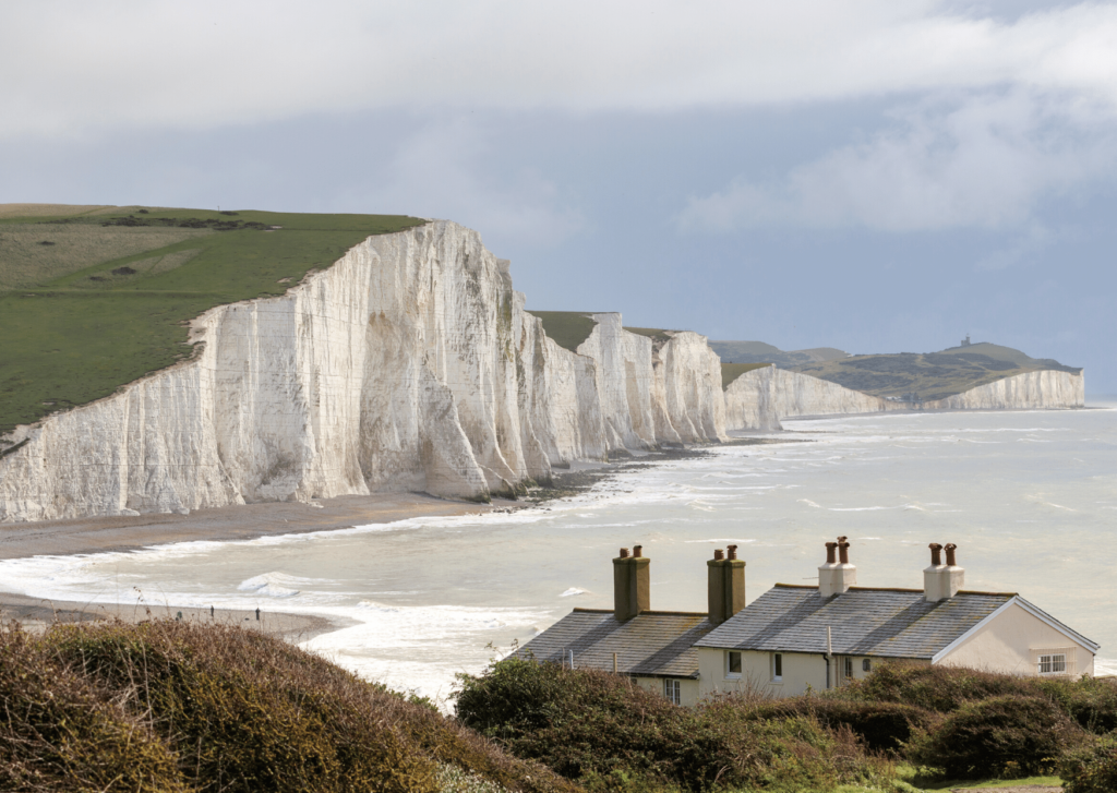 houses in front of the seven sisters cliffs dover
