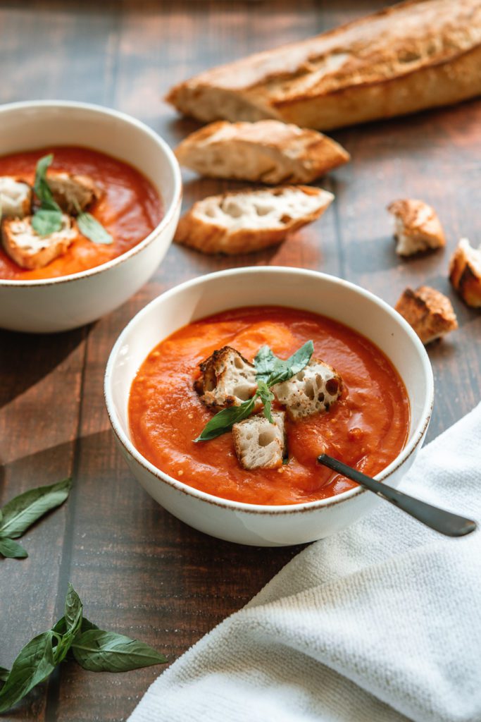 Vegan roasted red pepper and tomato soup