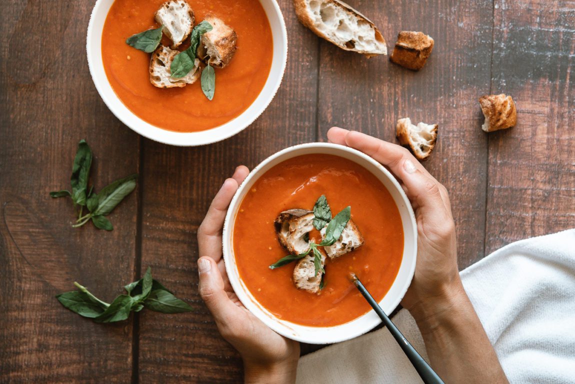 Vegan roasted red pepper and tomato soup