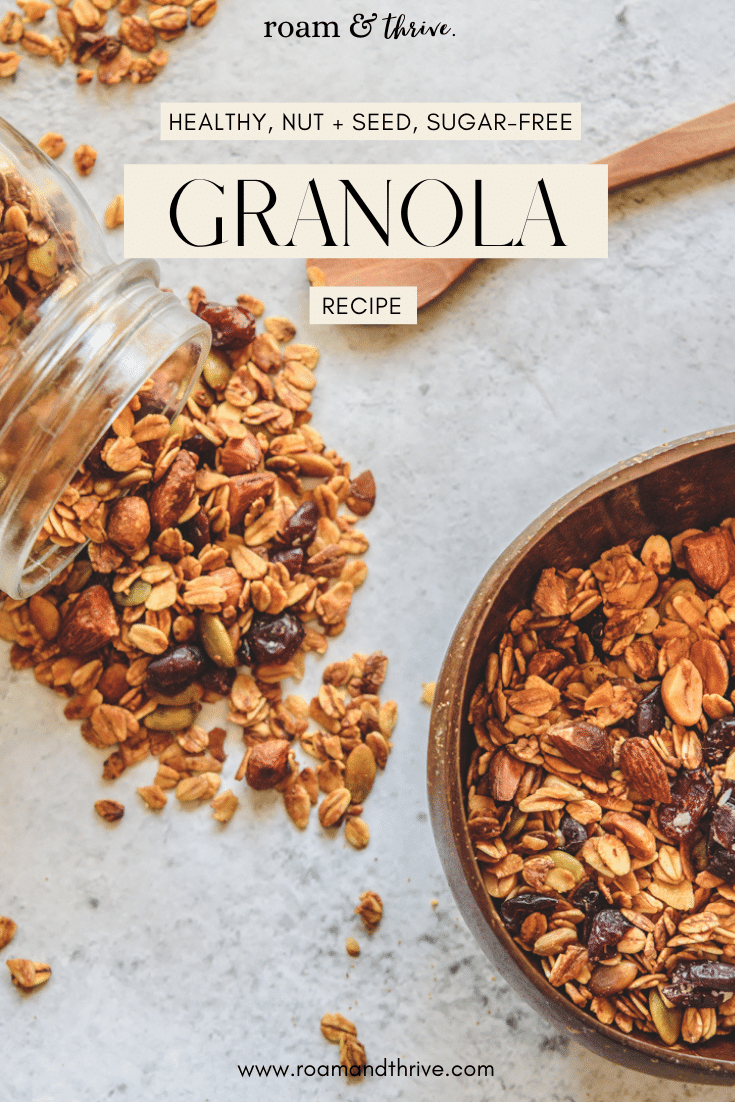 Healthy Nut & Seed Sugarfree Granola Recipe Roam and Thrive