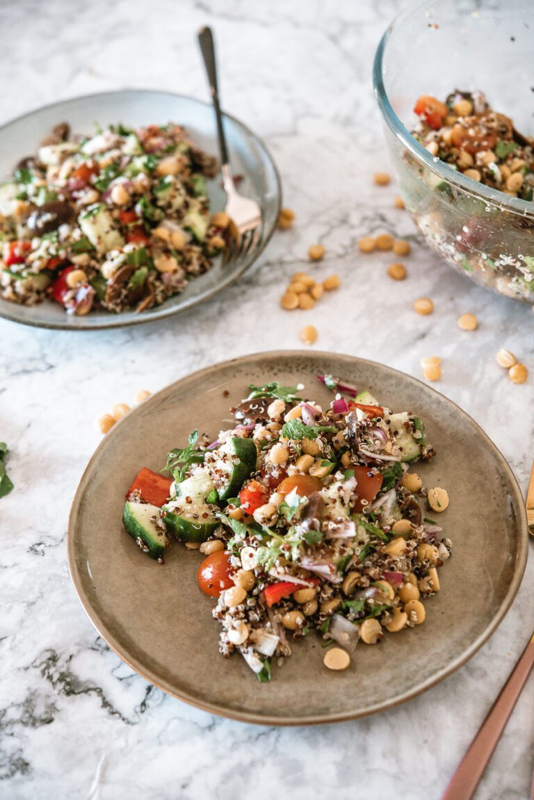 Herby Quinoa Chickpea Salad (Vegan and Gluten-Free) - Roam and Thrive
