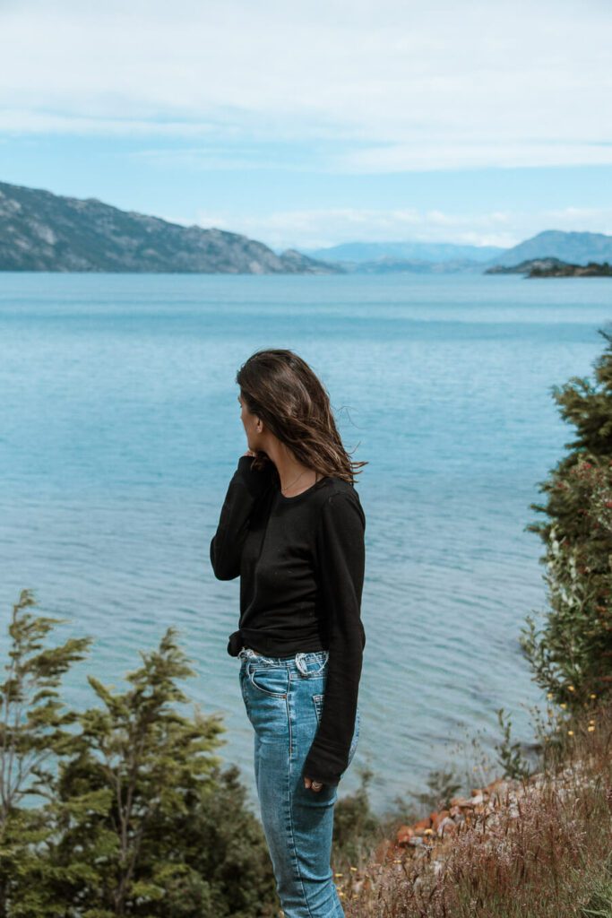 woman standing by General Carrera Lake