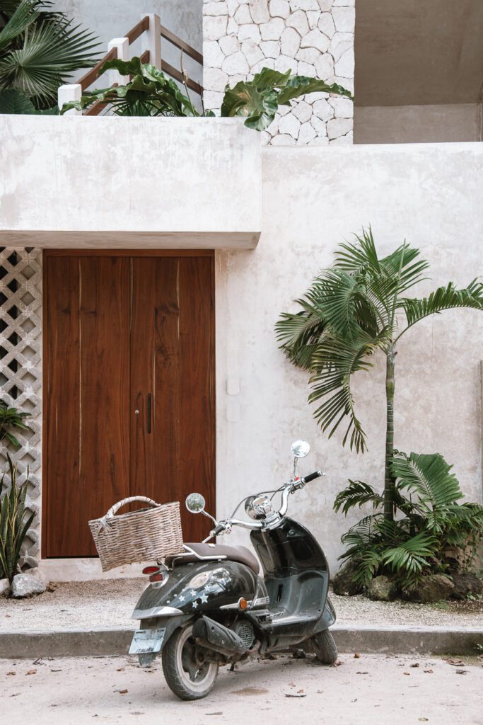 motorbike and doorway in La veleta Tulum