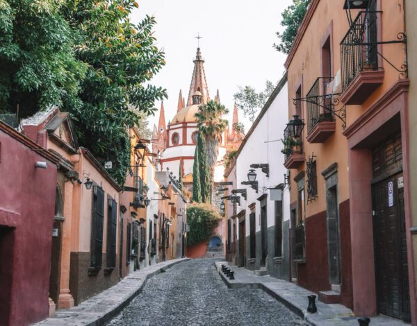 Streets and church of San Miguel de Allende Mexico