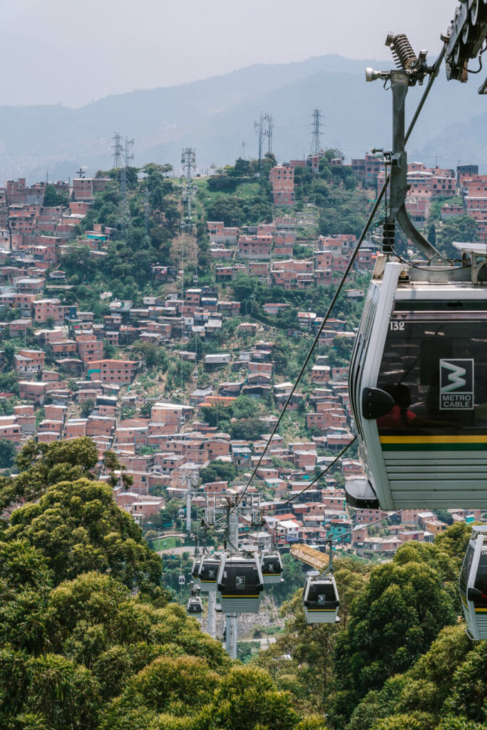 Cable cars over Medellin Colombia