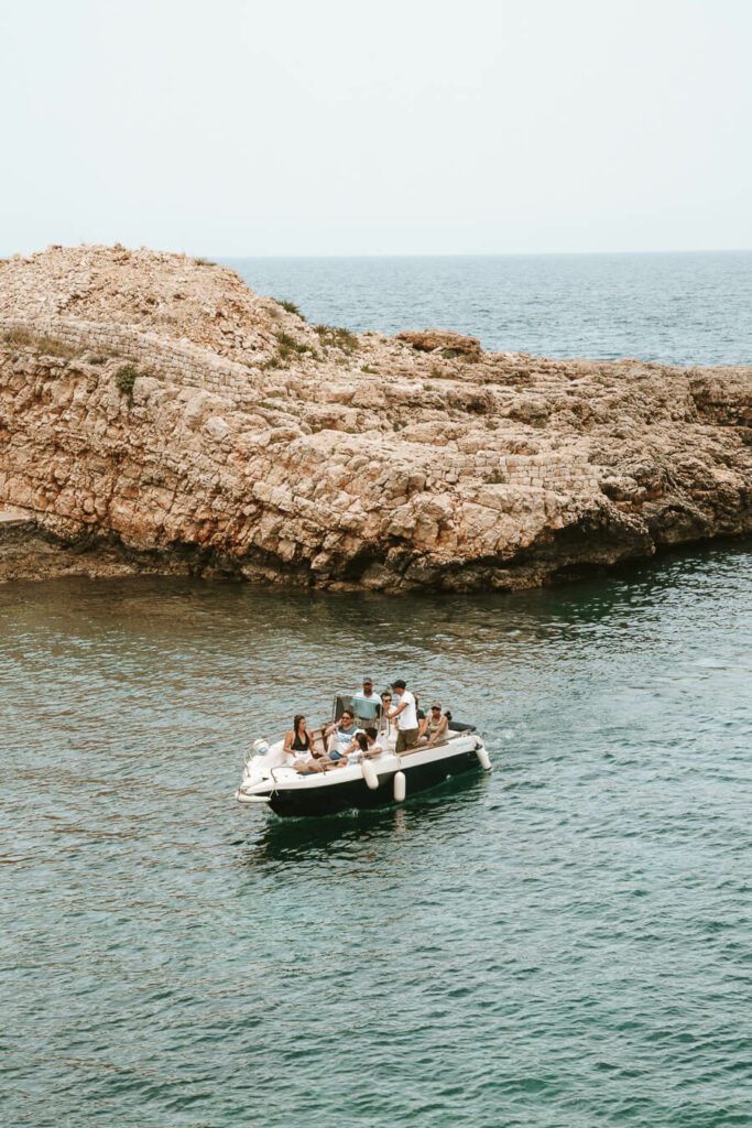 Boat in Cala Paguro, Polignano a Mare, Puglia