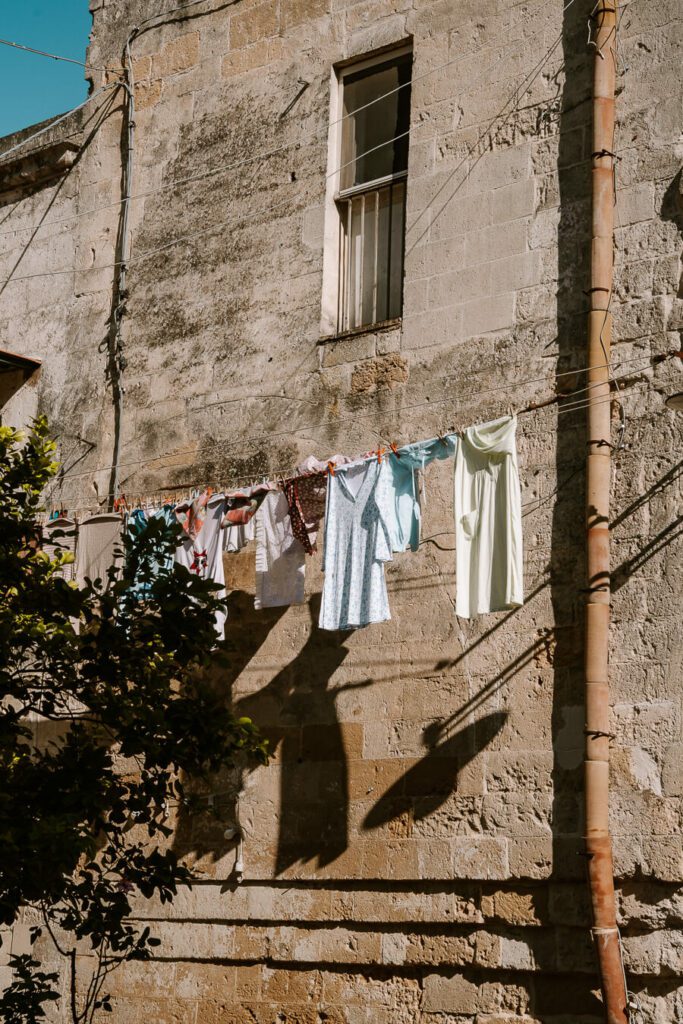Laundry hanging outside in Matera Italy