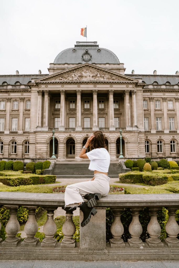 woman visiting Royal Palace of Brussels in a day