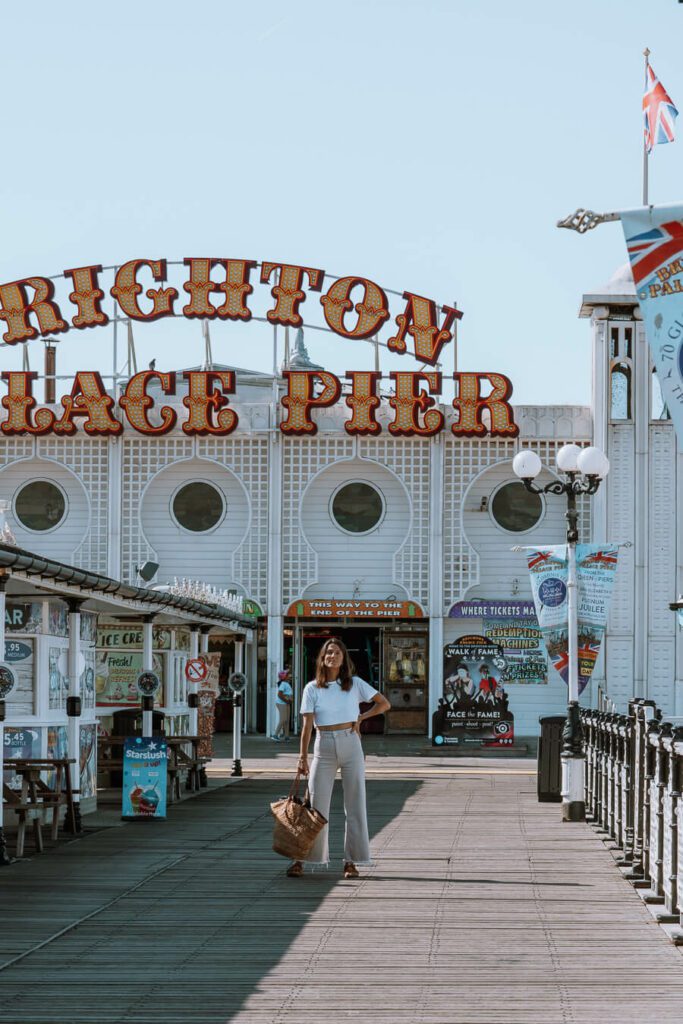 woman on Brighton Pier, spending a day in brighton