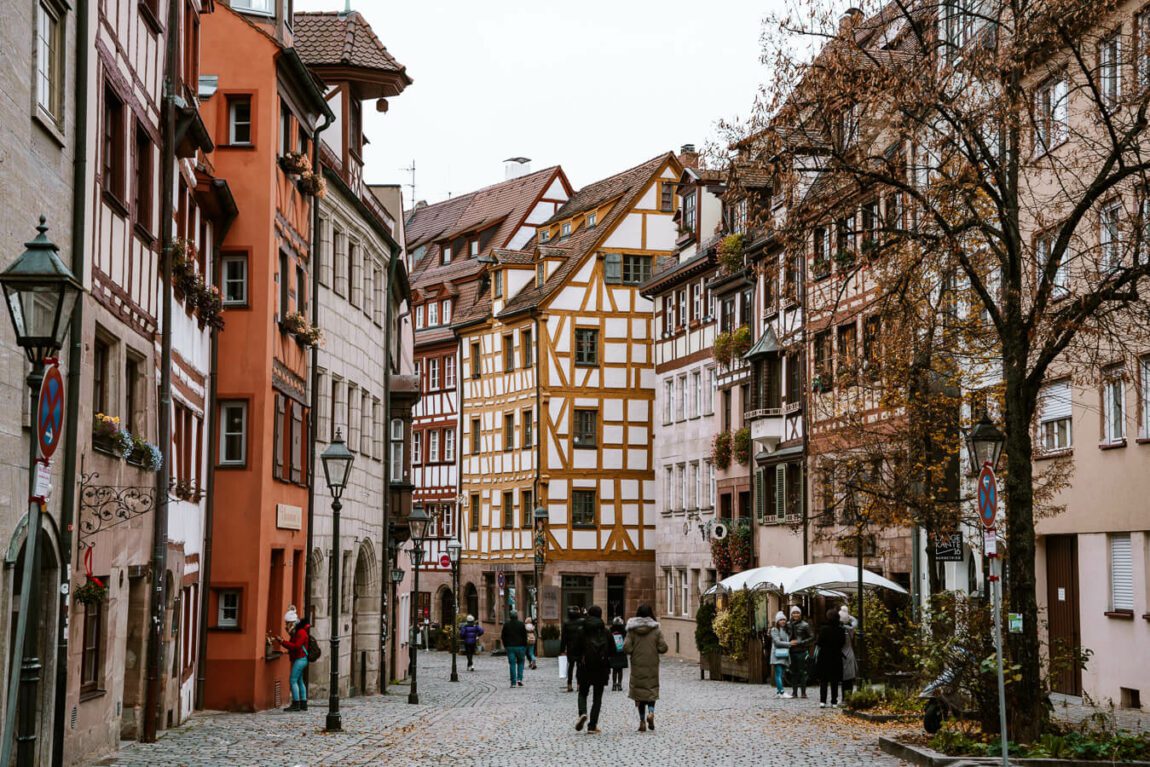 a medieval street in Nuremberg old town