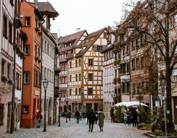 a medieval street in Nuremberg old town