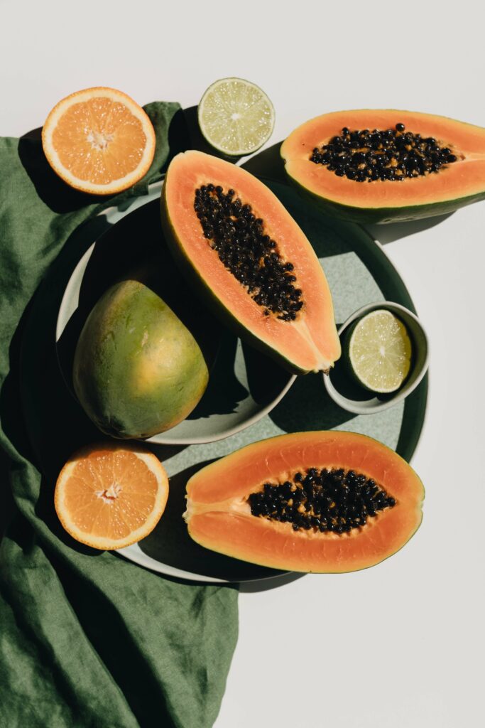 papaya fruit and lime