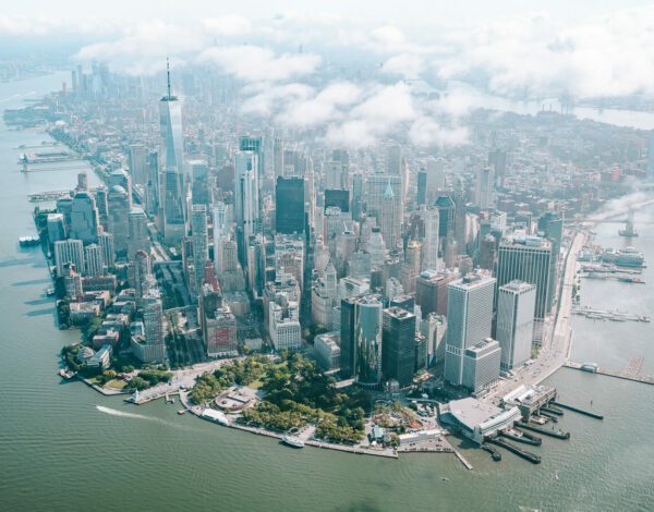 Skyline of Manhattan from a Helicopter