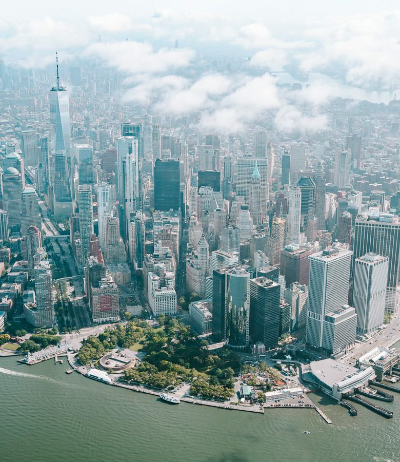 Skyline of Manhattan from a Helicopter