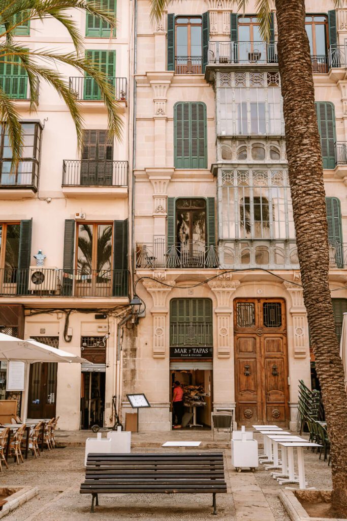 Old Town building facade in Palma Spain