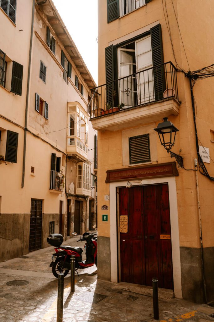 ochre corner street in Palma Mallorca