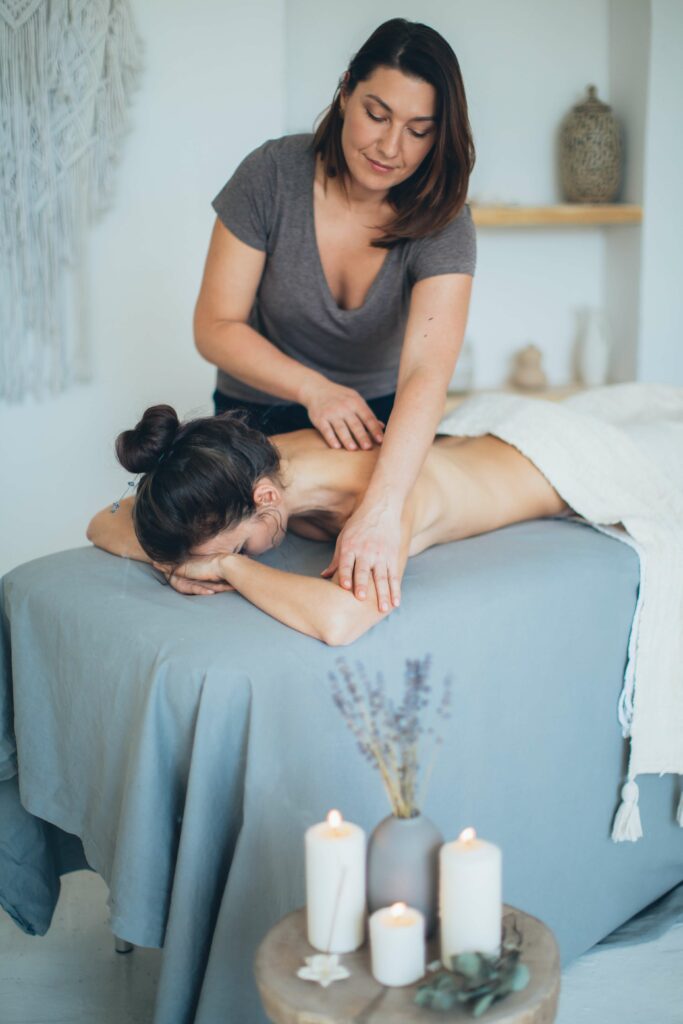 woman having a massage in a spa