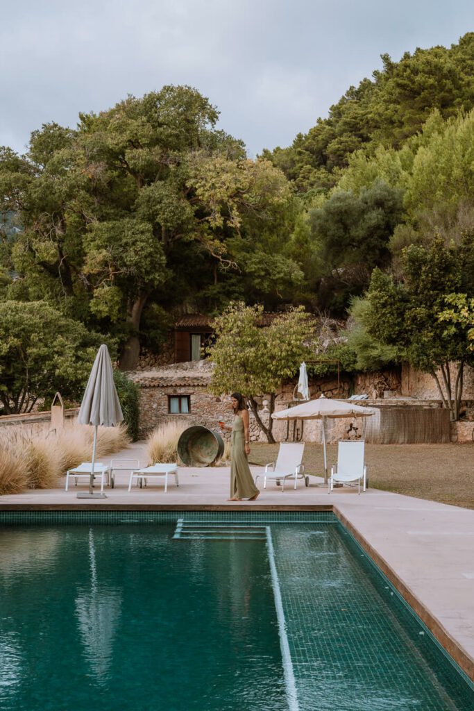 woman at the pool of a best luxury hotels in Mallorca
