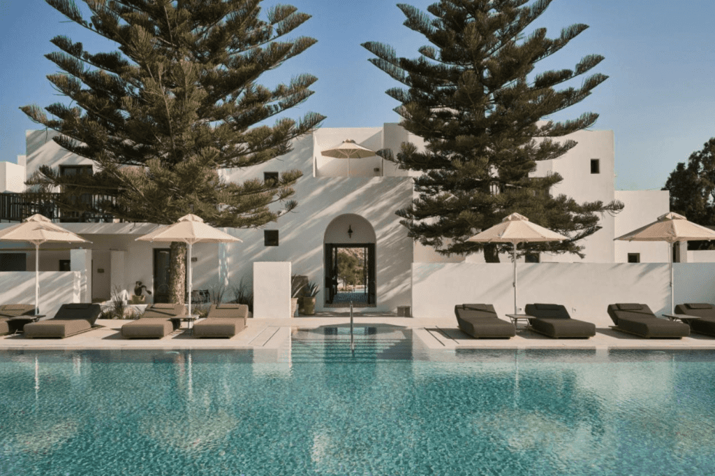 Parilio hotel and pool in Paros, Greece