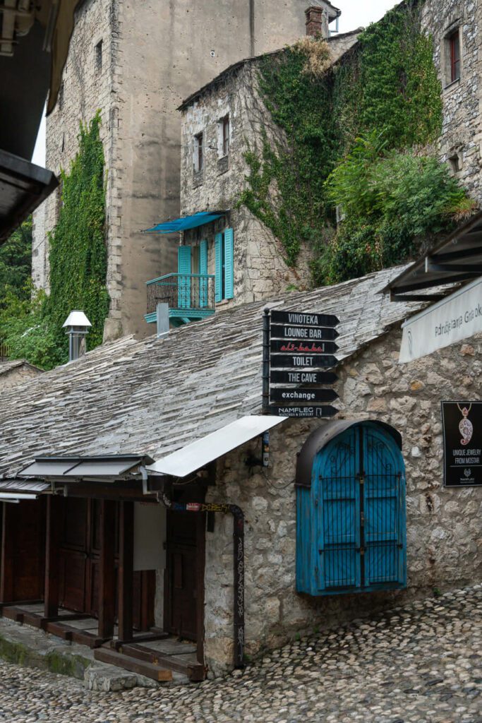 street corner in Mostar old town Mostar, Bosnia