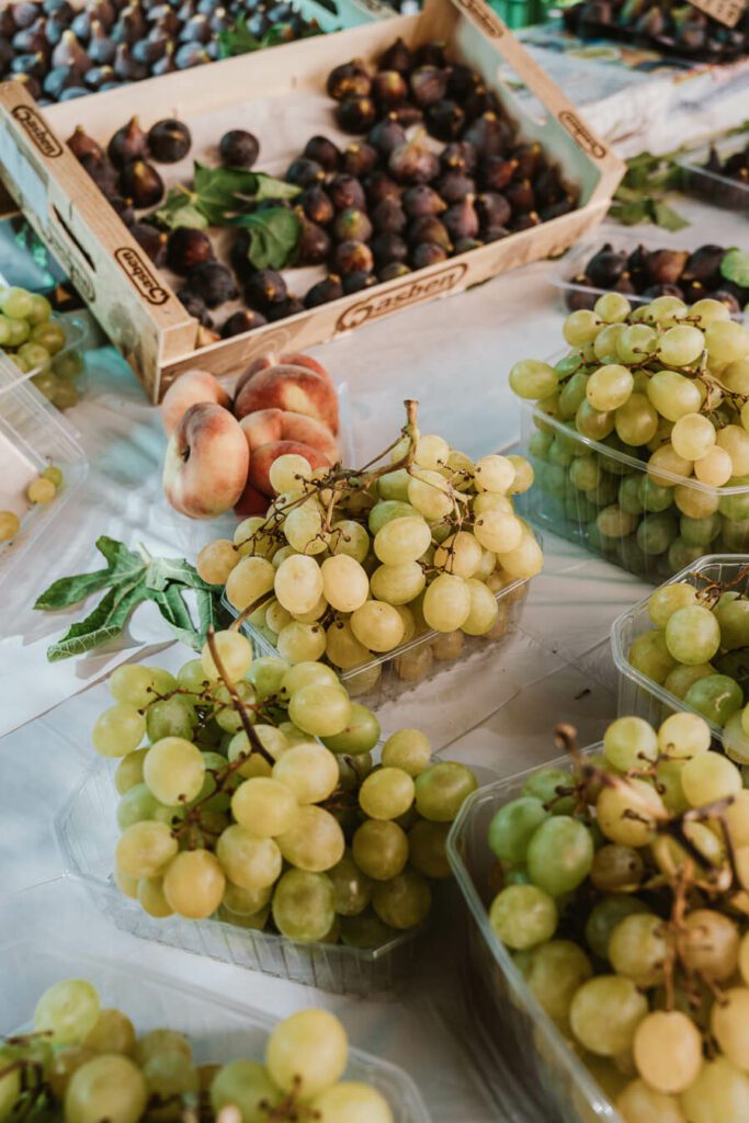 grapes and figs at a market in Mallorca