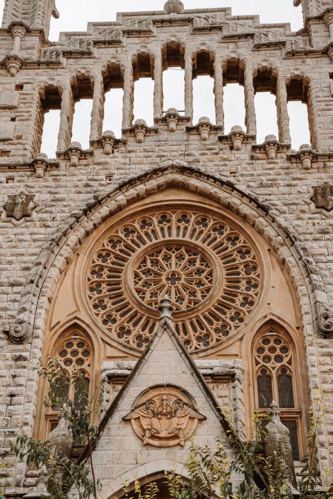 facade of Soller Cathedral with architectural details