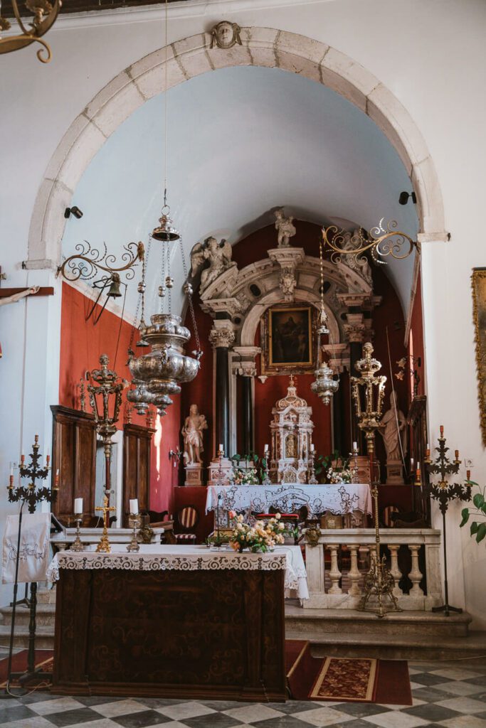 inside St. Nicolas Church in Perast Montenegro