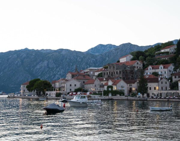 blue hour in Perast, Bay of Kotor