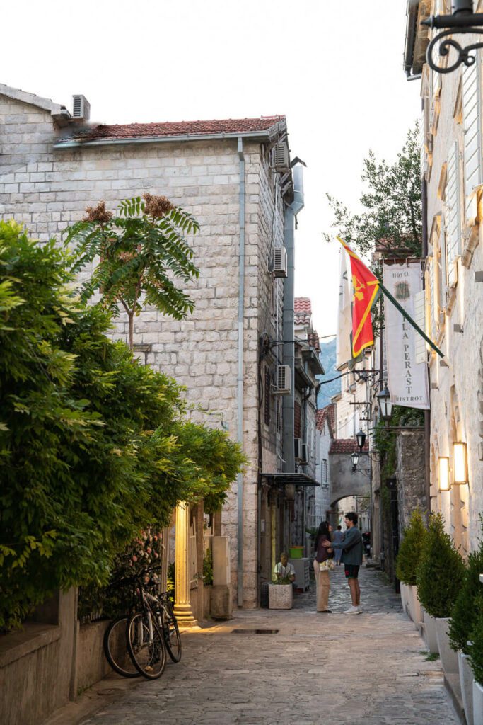narrow streets of Perast Montenegro