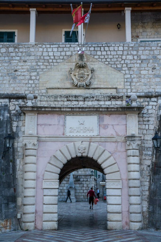 Sea GAte and city walls in Kotor, Montenegro