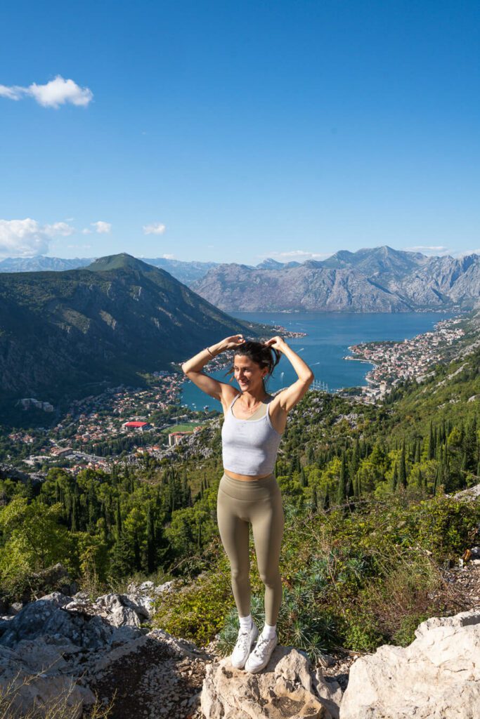 woman with a view of Kotor