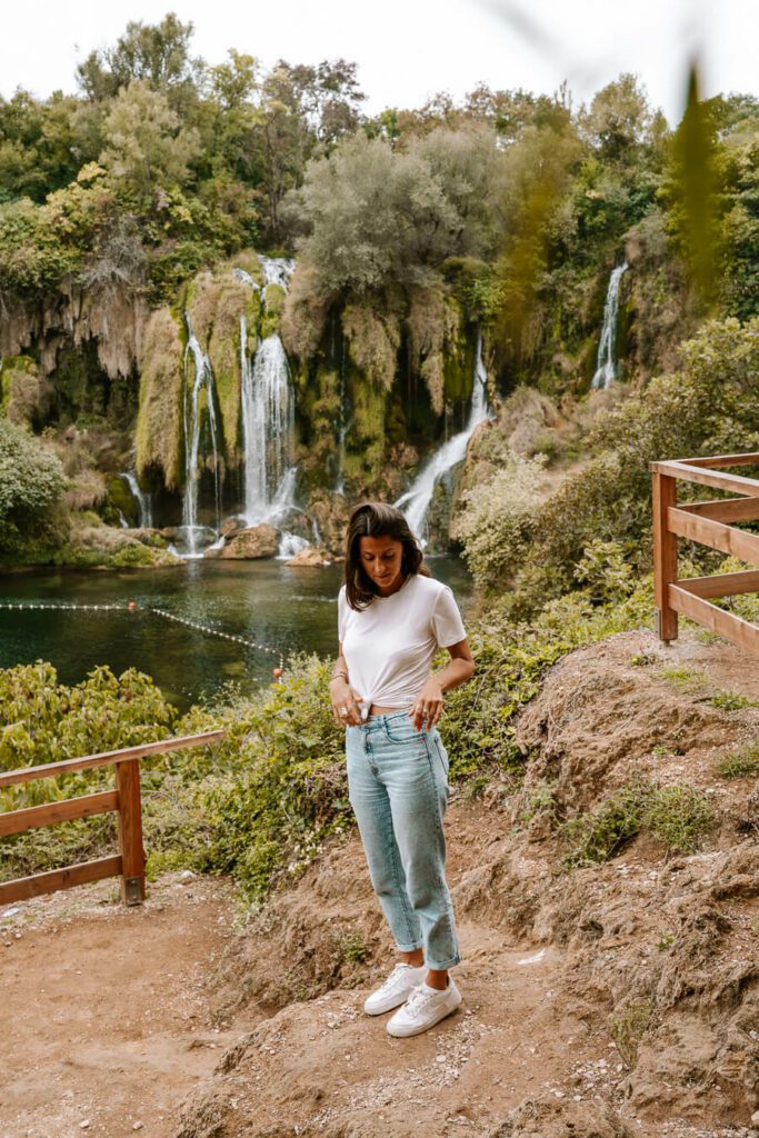 woman at Kravica waterfalls Bosnia