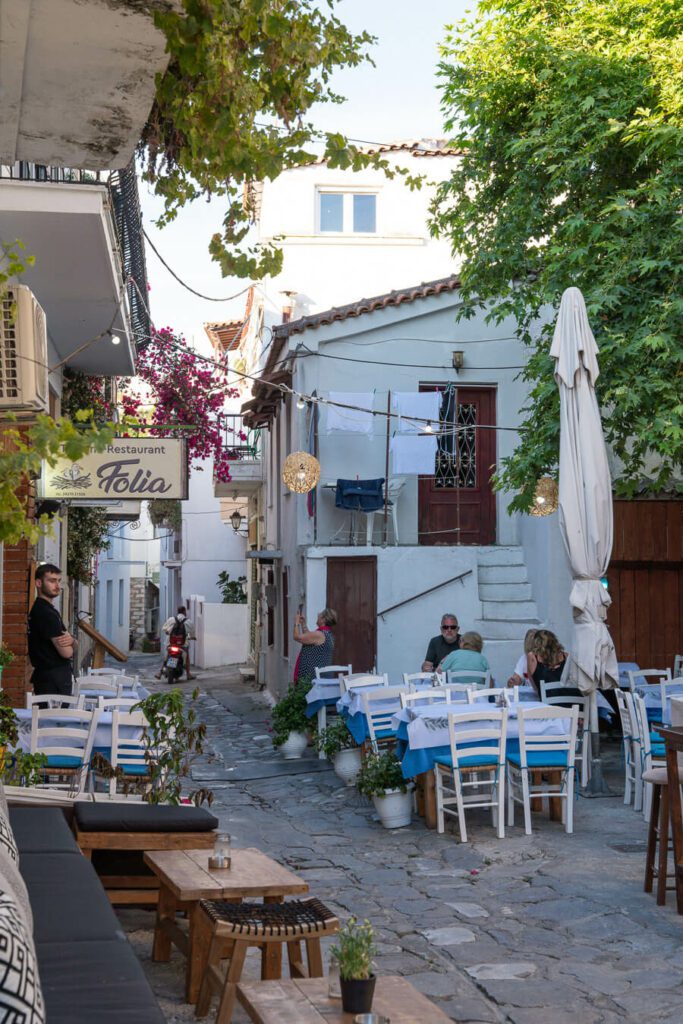 a pretty street in Skiathos Greece