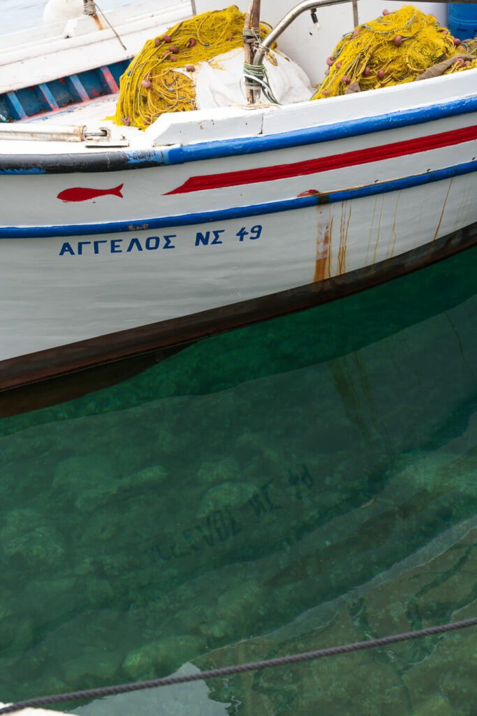boat and reflection in Greece