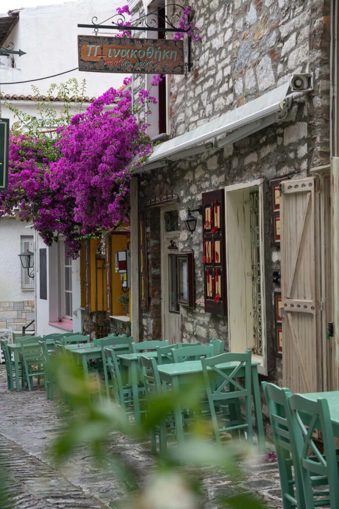 picturesque side street in Skiathos town