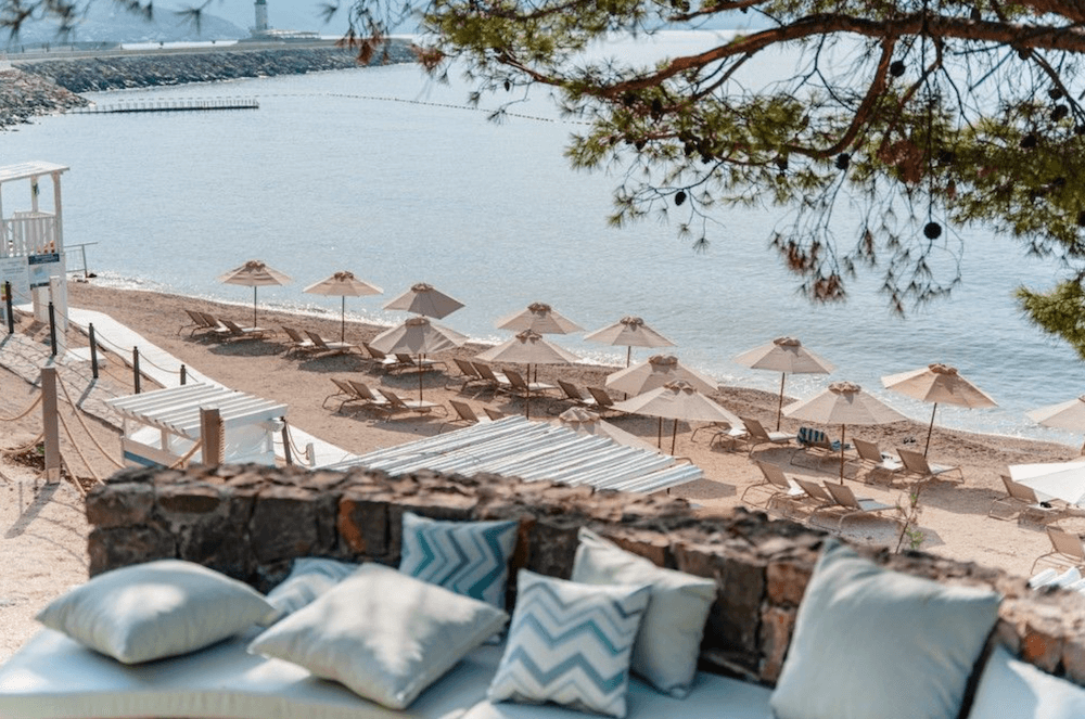 private beach at Chedi Lustica Bay Montenegro luxury hotels