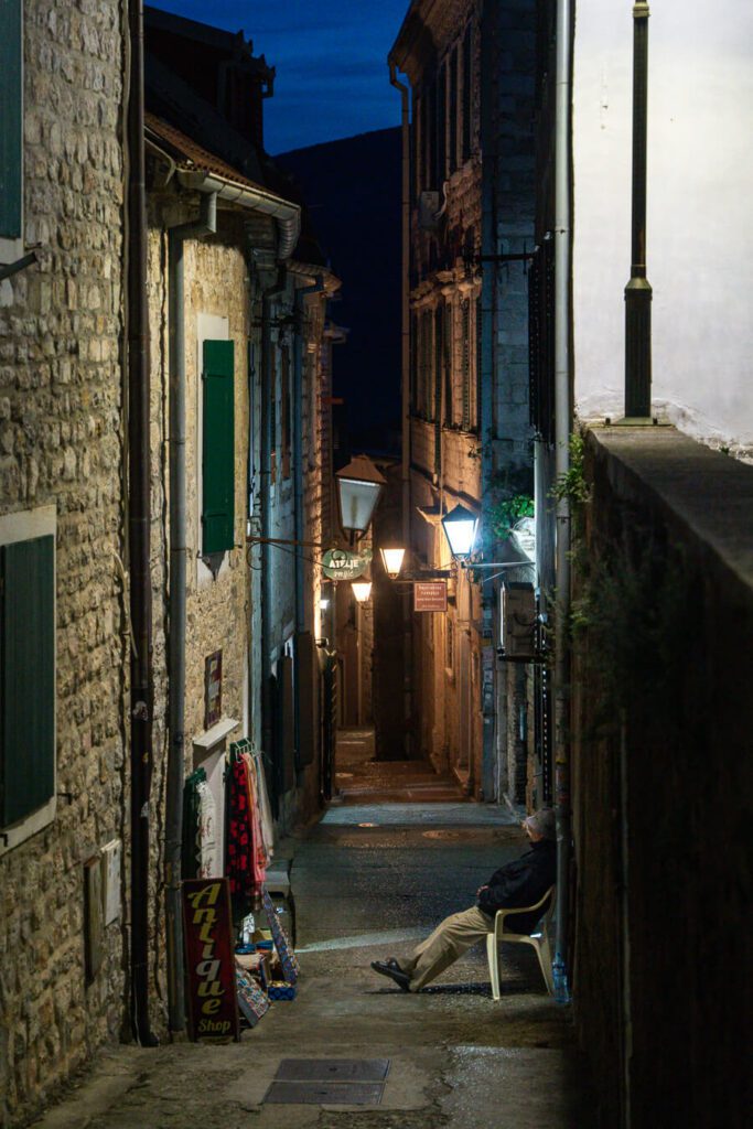 Herceg Novi street in the evening