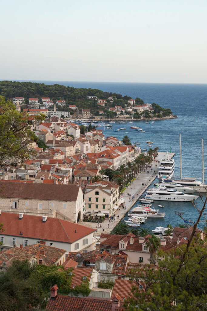 view of Hvar Town from above