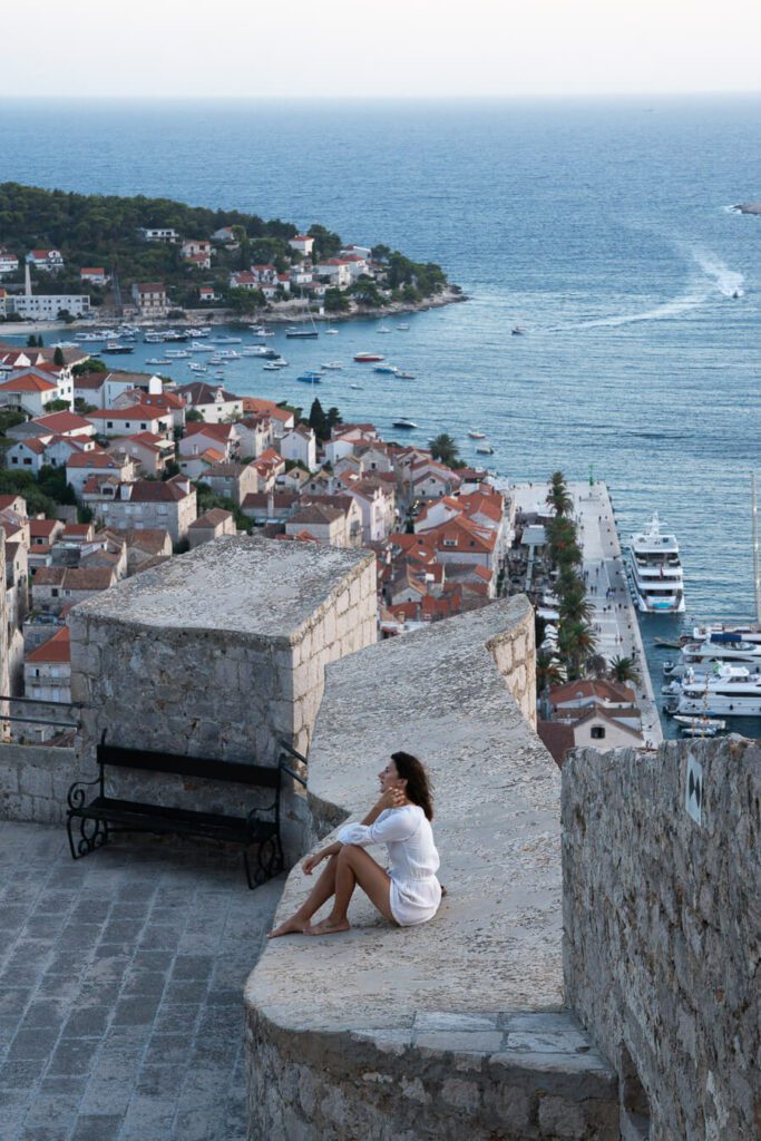 woman at the Spanish Fortress in Hvar Croatia