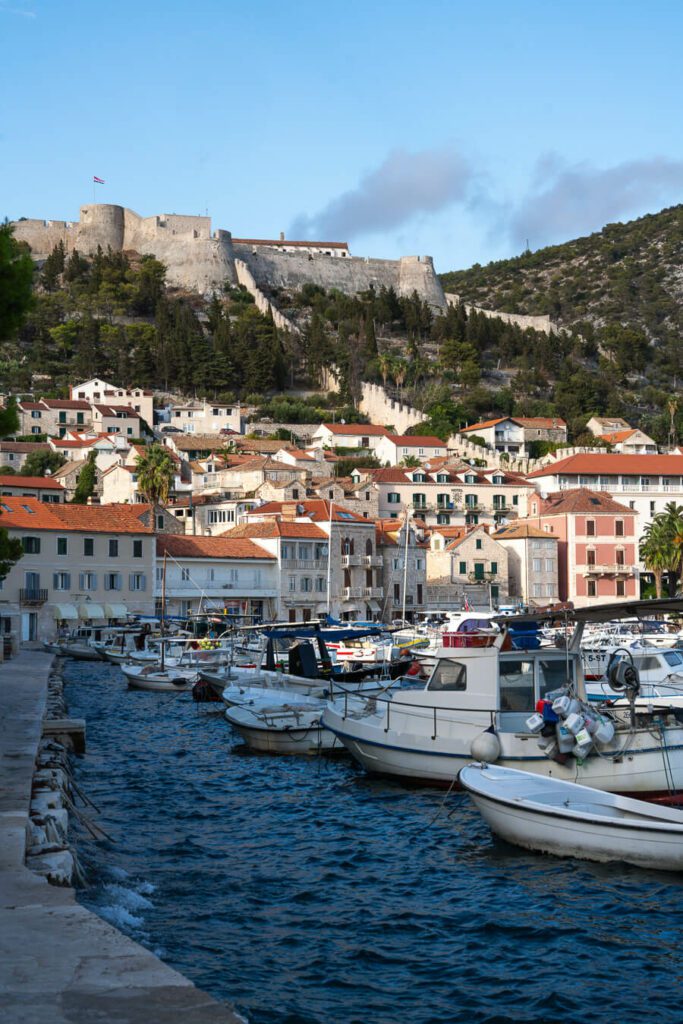 Spanish fortress and port in Hvar town Croatia