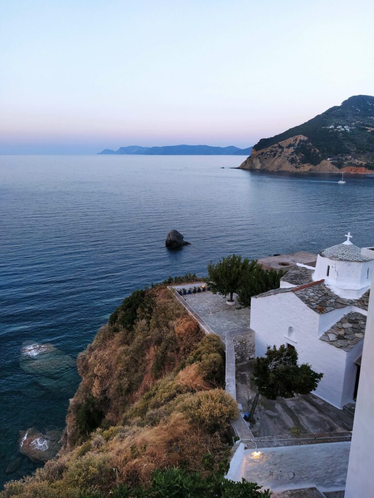 view of Skopelos famous church
