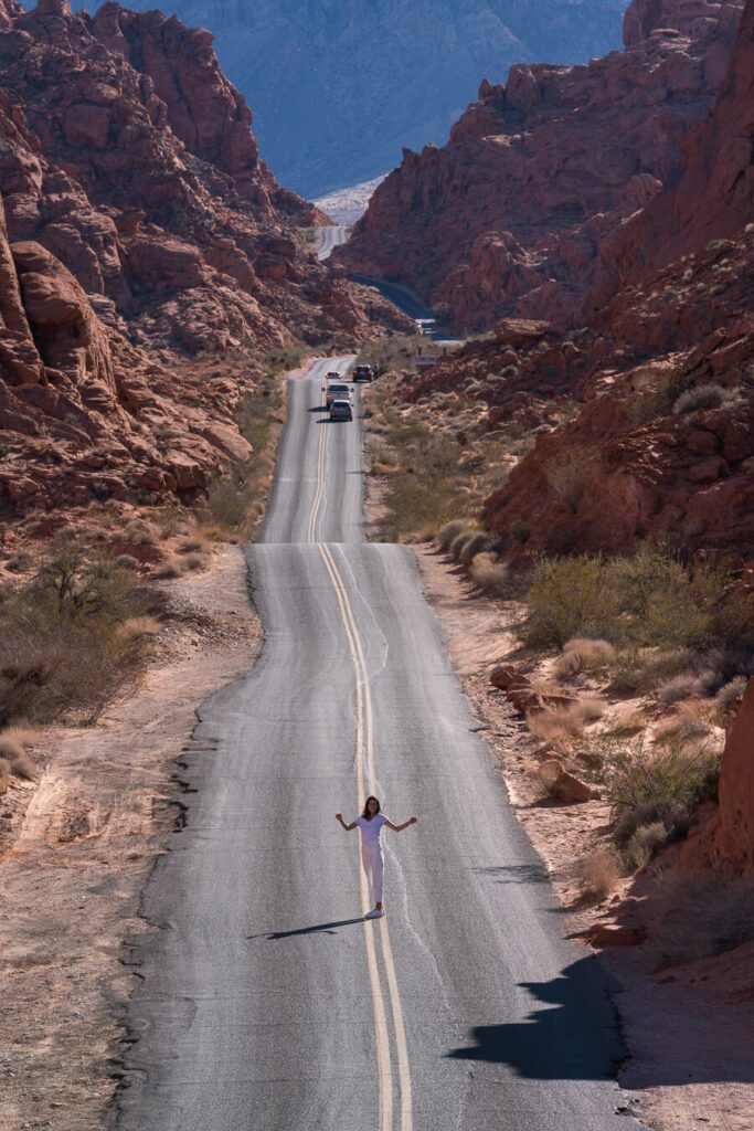 iconic main road in Valley of Fire State Park
