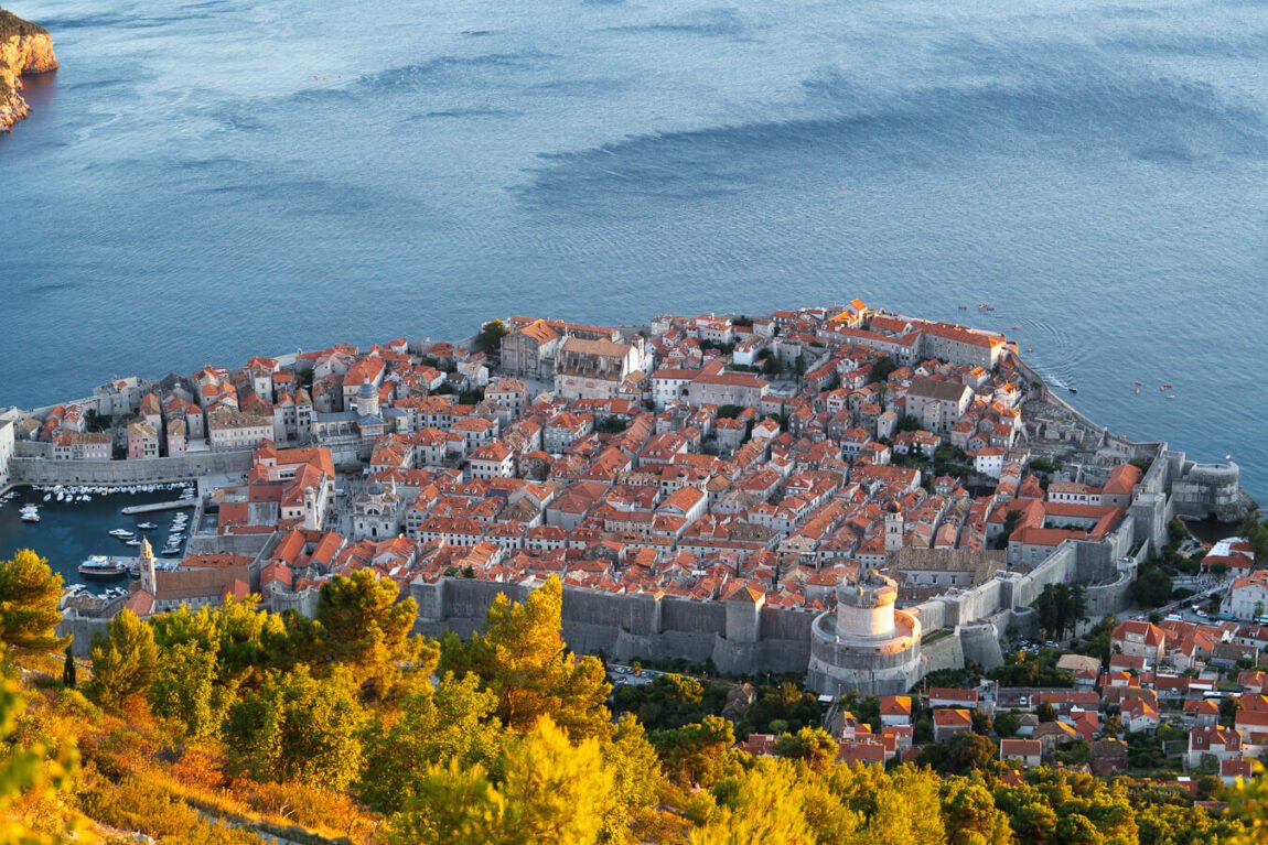 view of Dubrovnik at sunset